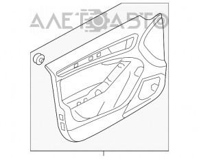 Capacul ușii dreapta față Audi A4 B8 08-12 pre-restilizare, gri închis cu inserție gri deschis din piele, cotier din piele, ornamente din lemn lucios cu crom, crăpat, rupt fixare