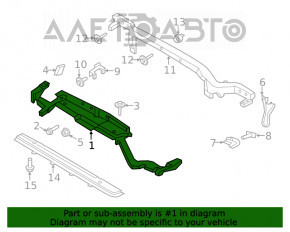 Suportul superior al radiatorului Ford Edge 15-18 din plastic nou, neoriginal, este crăpat