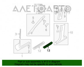 Capacul pragului din spate dreapta pentru Audi Q5 8R 09-17 negru cu crom, ghidaje rupte, fisură