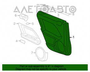 Capacul usii spate stânga Jeep Compass 11-16 negru cu inserție neagră din plastic, cotier din plastic, zgârieturi.