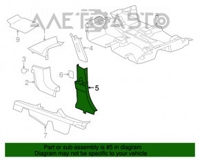 Capacul stâlpului central, partea de jos, stânga, Jeep Patriot 11-17, negru