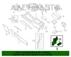 Capacul consolei centrale cu suporturi pentru pahare Nissan Murano z52 15-18, gri, pentru ventilarea scaunelor.