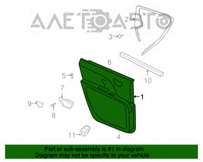 Capacul usii spate stanga Dodge Journey 11- negru cu insertie neagra din piele, cotiera din piele, cusatura neagra, zgarieturi, lovituri.