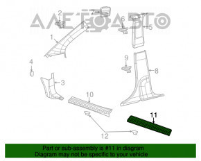 Capacul pragului din spate dreapta pentru Dodge Journey 11- negru, uzat