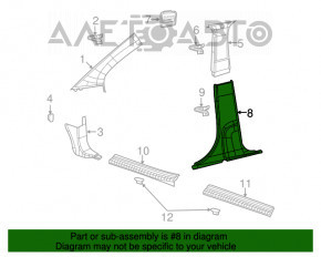 Накладка центральной стойки нижняя правая Dodge Journey 11- черн, царапины