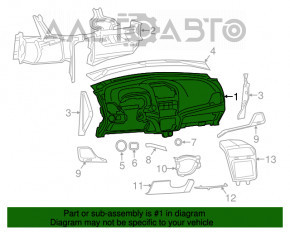 Torpedo panoul frontal cu AIRBAG Dodge Journey 11- negru, cu compartiment de depozitare, fără capacul stâng