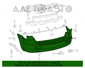 Бампер задний голый Dodge Journey 11- SE красный, тычки, царапина