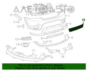 Grila inferioară a bara de protecție față a Dodge Journey 11- SE, cu suportul rupt