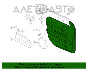 Capacul usii cardanice din fata stanga pentru Jeep Patriot 11-17 negru cu insertie neagra din piele, cotiera din cauciuc, zgarieturi.