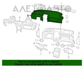 Panoul frontal al torpilei fără AIRBAG pentru Jeep Patriot 11-17, negru, cu capac de protecție.