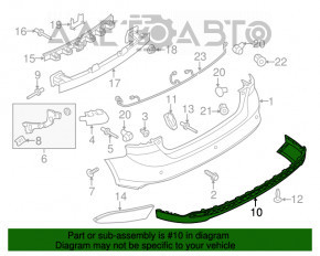 Губа заднего бампера Ford Focus mk3 15-18 рест 5d, надлом крепл