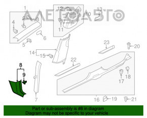 Capacul suportului frontal dreapta jos VW Passat b8 16-19 SUA negru, zgârieturi