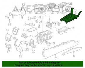 Накладка центральной консоли подстаканники Honda Accord 18-22 тип 2, серая, затерта