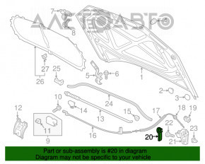 Manerul de deschidere a capotei VW Passat b8 16-19 USA, de interior, negru, uzat.