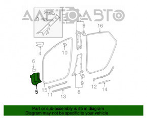 Capacul stâlpului frontal stânga jos Toyota Prius 30 10-15 negru, uzat