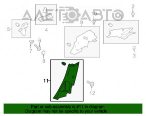 Capacul spate al stâlpului drept inferior Ford Focus mk3 11-18 4d negru, zgârieturi