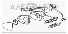 Oglindă laterală dreapta Chevrolet Volt 11-15, 7 pini, semnalizator, albastru.