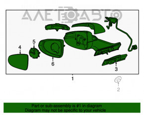 Oglindă laterală dreapta Chevrolet Volt 11-15- 7 pini, semnalizator, roșu