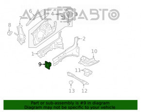 Capacul de protecție a aripioarei stângi a suportului frontal Lincoln MKX 16-