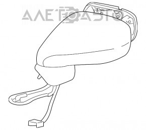 Зеркало боковое правое Lexus LS460 07-09 дорест 14 пинов,черное,крашено, сломана рамка зеркала, примято, зеркало