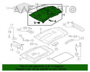 Обшивка потолка VW Tiguan 09-17 без люка беж, заломы, под химчистку