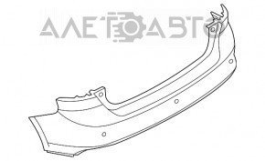 Bara spate goală Ford Focus mk3 15-18 restilizată 4 uși, neagră, lovită în partea stângă, suporturile sunt rupte.