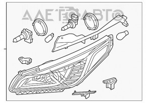 Фара передняя левая голая Hyundai Sonata 15-17 галоген без крепления паутинка