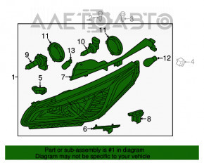 Far stânga față Hyundai Sonata 15-17, halogen, necesită polizare.