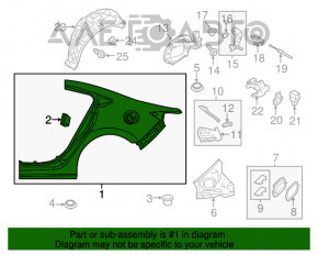 Aripa spate stânga Mazda 6 13-17 roșie, ușoară zgârietură.