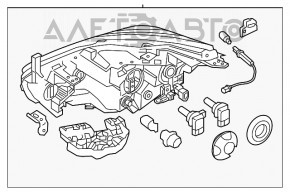 Far dreapta față Nissan Murano z52 15-18, pre-restilizare, halogen, luminoasă, cu suport, culoare nisip, pentru polizare.