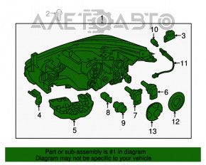 Far dreapta față Nissan Murano z52 15-18, pre-restilizare, halogen, luminoasă, cu suport, culoare nisip, pentru polizare.