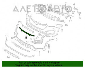 Capacul central al bara fata pentru Hyundai Santa FE Sport 13-16, versiunea pentru piața americană, cu suportul de prindere rupt.