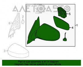 Oglindă laterală stângă Infiniti JX35 QX60 13-15 pre-restilizare 16 pini, cameră, grafit, fără element