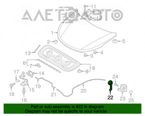 Manerul de deschidere a capotei Hyundai Sonata 15-19, interior, zgârieturi.