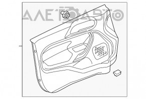 Обшивка двери карточка передняя правая Ford Fiesta 11-19 черн-беж вставка