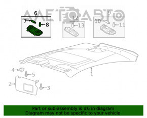 Plafonul de iluminare frontal pentru Ford Fiesta 11-19, gri, sub trapă.