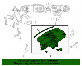 Torpedo cu airbag frontal pentru Ford Fiesta 11-19, negru