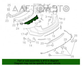 Suportul central pentru bara spate Ford Fiesta 14-19 restilizat 4 uși.