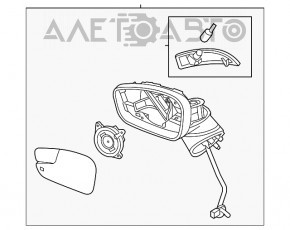 Зеркало боковое левое Ford Fiesta 11-19 5 пинов, поворотник, графит