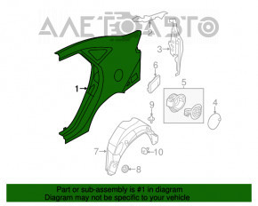 Aripa spate stânga Ford Fiesta 11-19 4 uși doar rulată, roșie.