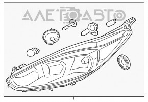 Фара передняя левая голая Ford Fiesta 14-19 рест светлая