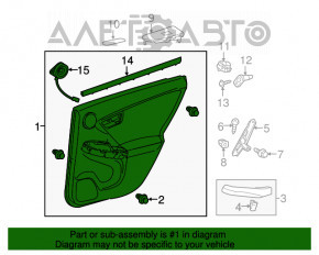 Capacul ușii cardului din spate dreapta Toyota Prius 30 10-15, material textil gri.