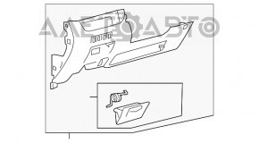 Capacul genunchiului șoferului Toyota Highlander 14-19 negru