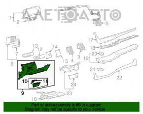 Capacul genunchiului șoferului Toyota Highlander 14-19 negru