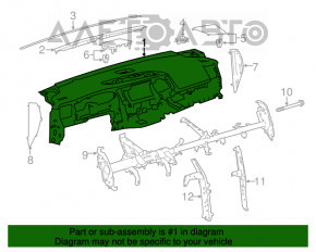 Torpedo panoul frontal fără AIRBAG Toyota Highlander 14-19 negru, lovit.