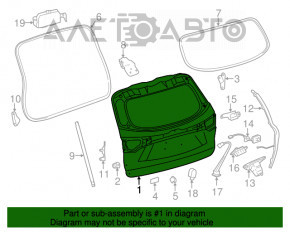 Дверь багажника голая Toyota Highlander 14-19 под откидное стекло, синий 8V5