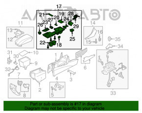 Capacul consolei centrale cu suport pentru pahar Hyundai Sonata 11-15 negru, cu butoane de incalzire, fara capacul schimbatorului de viteze.