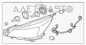 Far dreapta față Subaru Outback 15-17 goală, fără ornament, halogen, întunecată, pentru polizare.