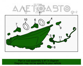 Far dreapta față Subaru Outback 15-17 goală, fără ornament, halogen, întunecată, pentru polizare.