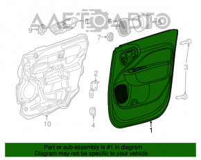 Capacul ușii, cartela frontală stânga Fiat 500L 14- beats, neagră